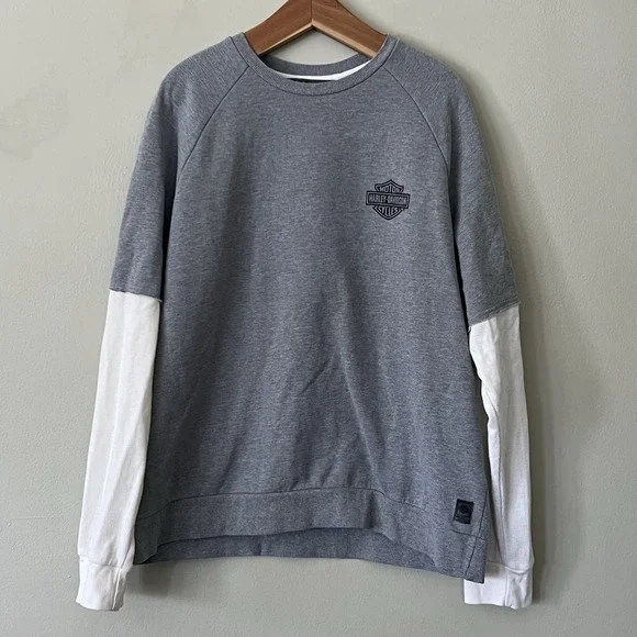 Harley Davidson Ribbed Knit Long Sleeved T-shirt Slim XL Stay Fast Biker Skull - Picture 1 of 6